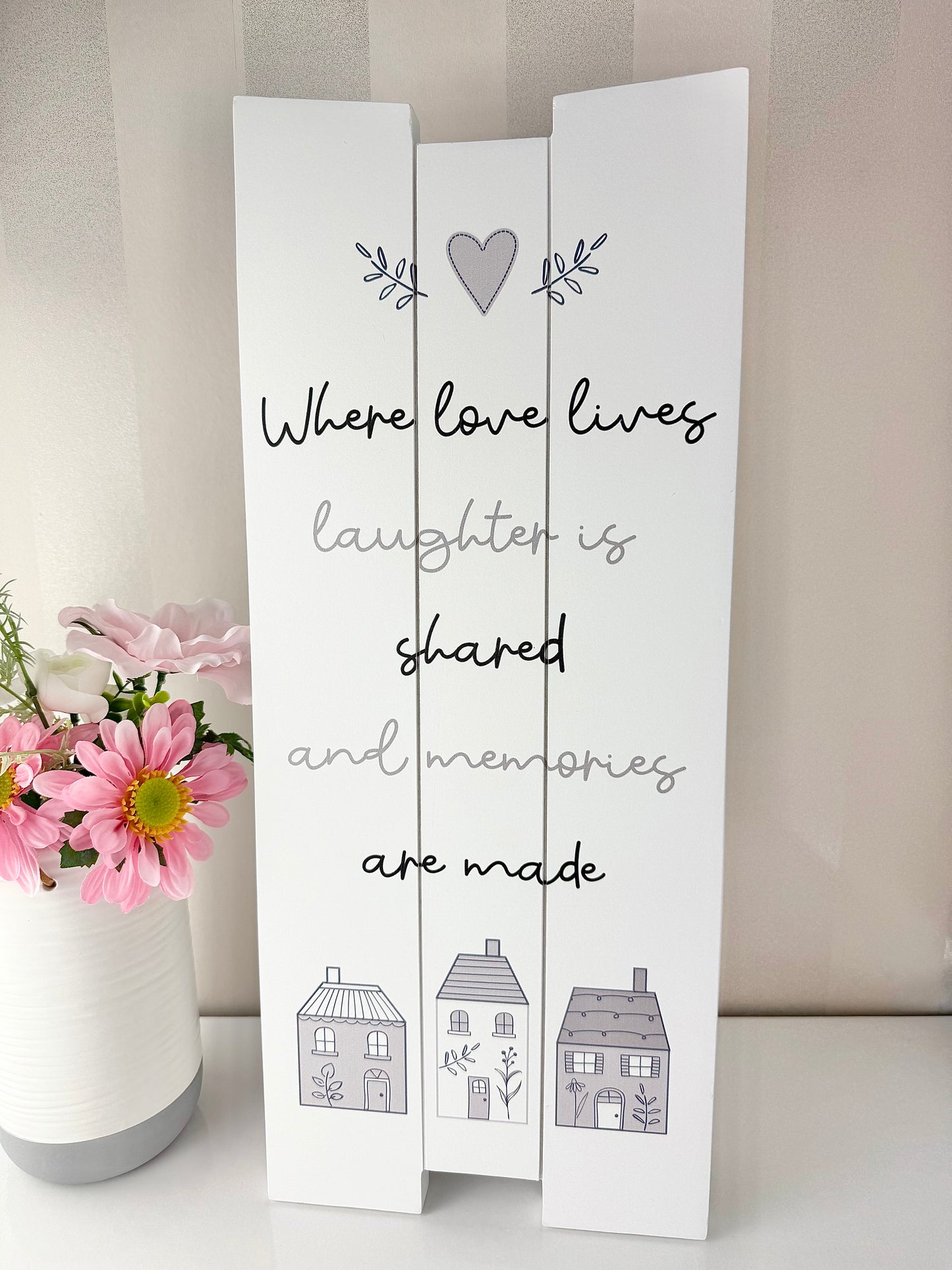 Gracefully Gifted - Where Love lives Long Wooden Plaque