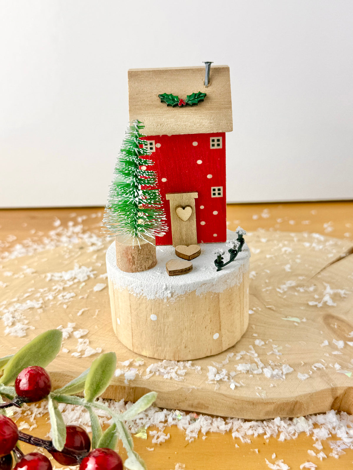 Wooden Christmas Holly House