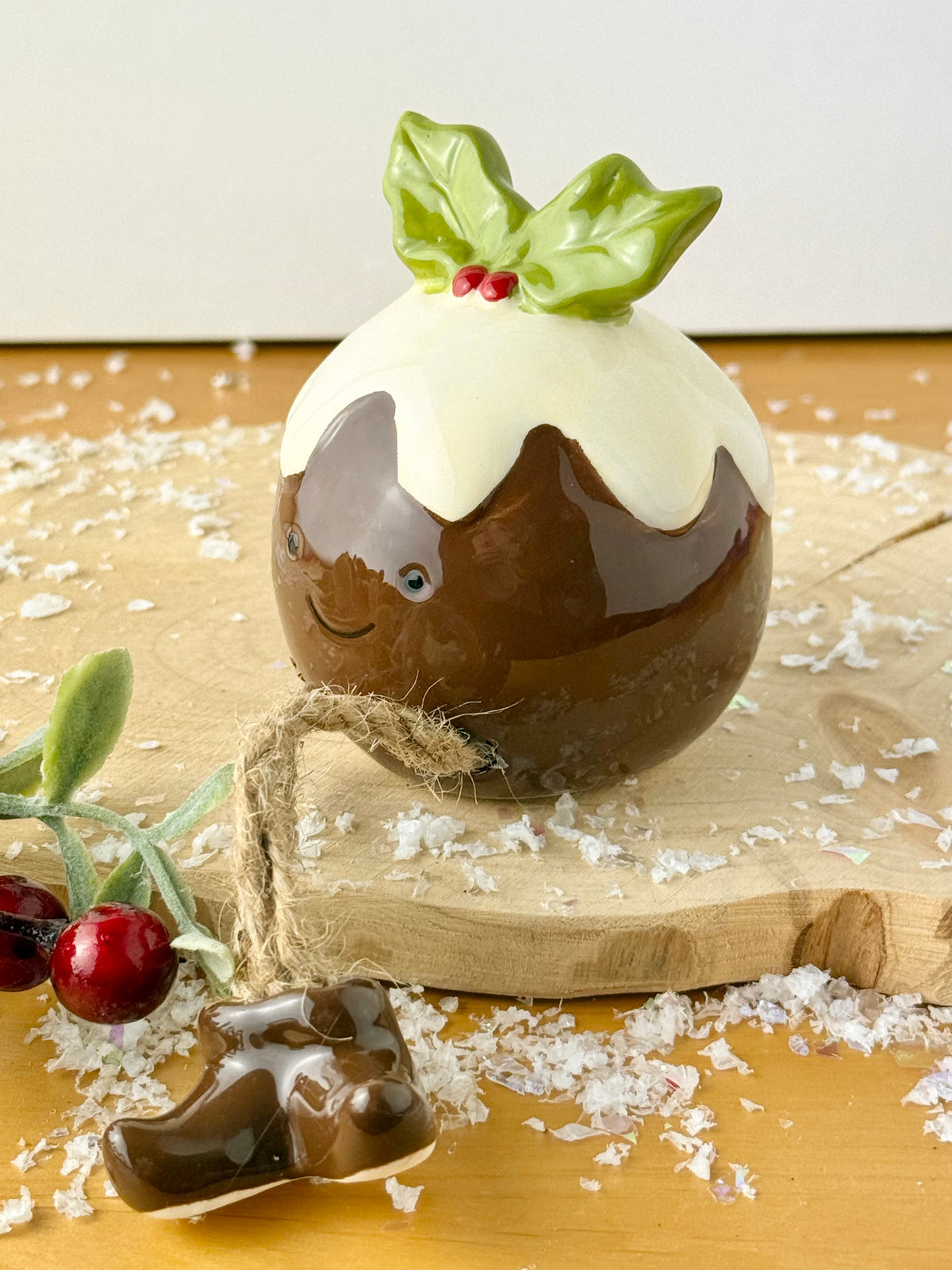 Christmas Pudding Shelf Sitter with dangley legs