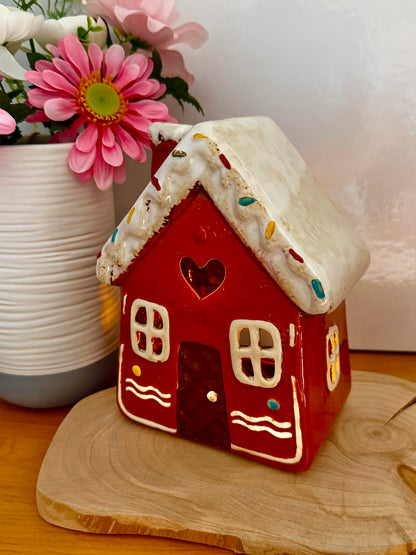 Village Pottery Gingerbread House Tea Light Holder