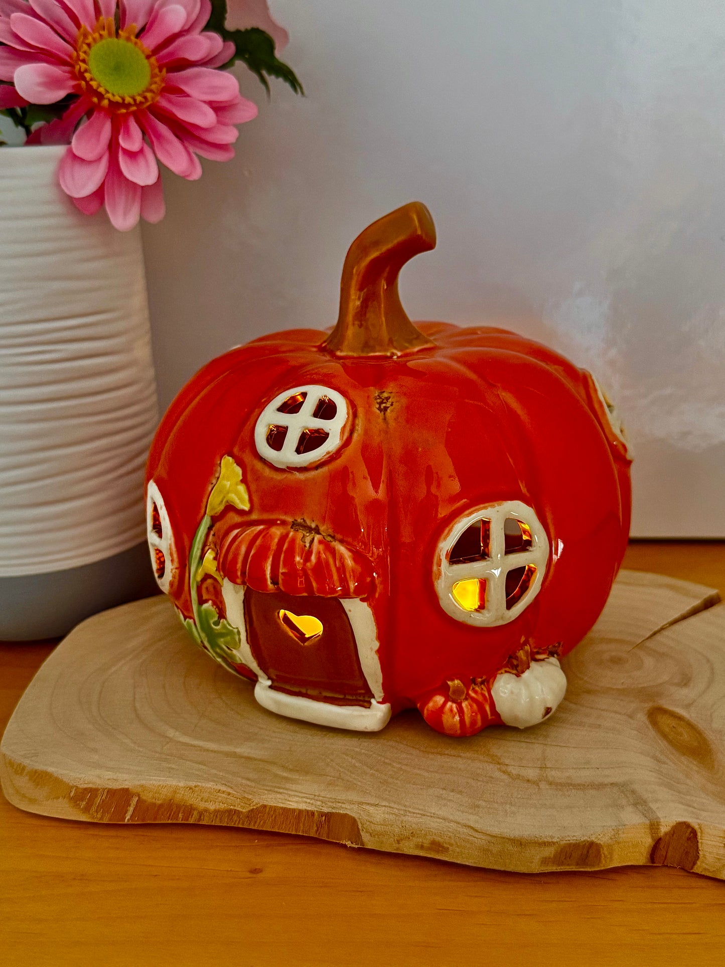 Village Pottery Orange ceramic Pumpkin House