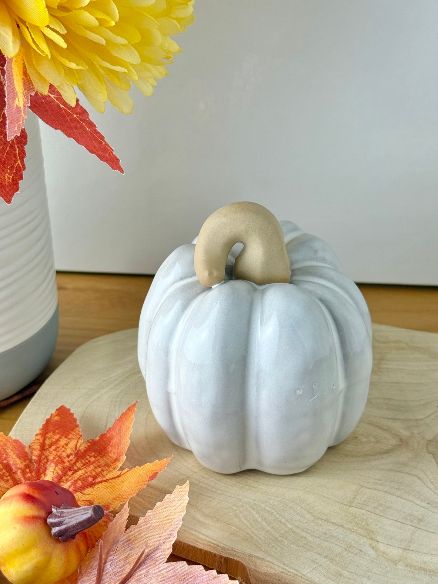 White ceramic glazed pumpkin - 2 sizes