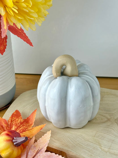 White ceramic glazed pumpkin - 2 sizes