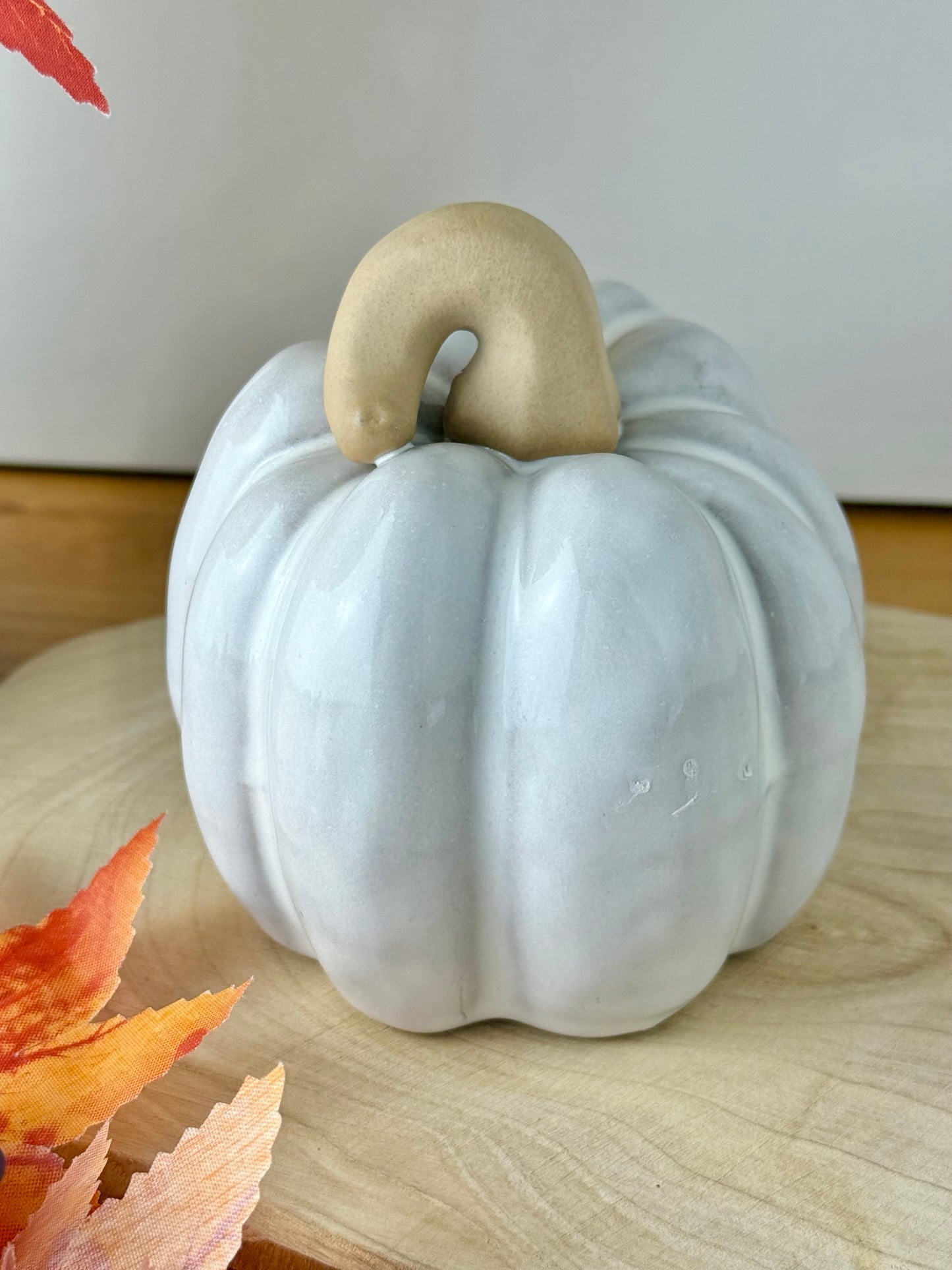 White ceramic glazed pumpkin - 2 sizes