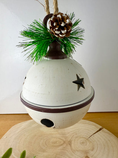 Rustic Metal White Christmas Bell
