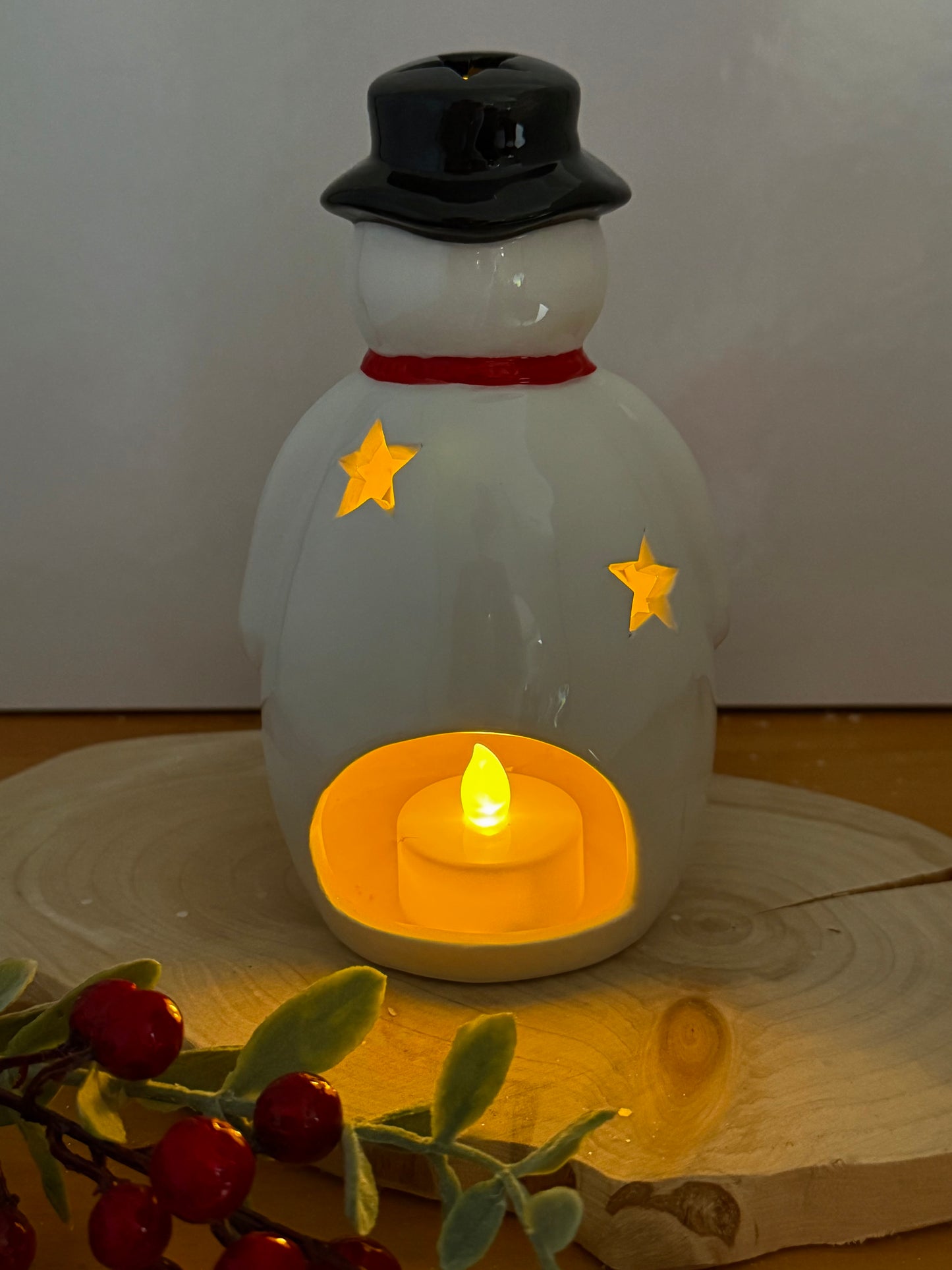 Snowman Ceramic T-light holder