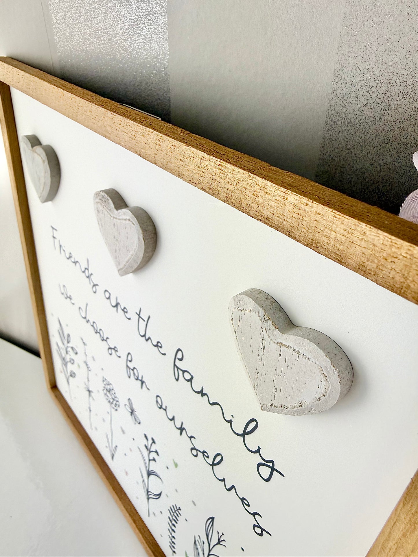 Gracefully Gifted Wooden Square Plaque - Friends are the Family we choose