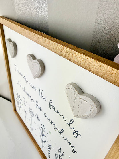Gracefully Gifted Wooden Square Plaque - Friends are the Family we choose