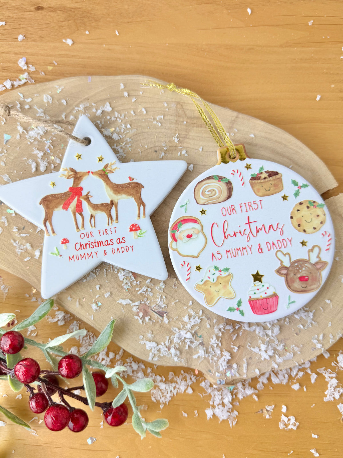Winter Wonderland First Christmas as Mummy & Daddy hanging tree decoration