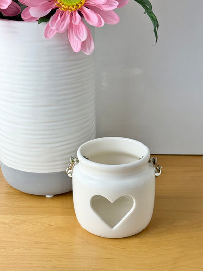 Porcelain white heart lantern