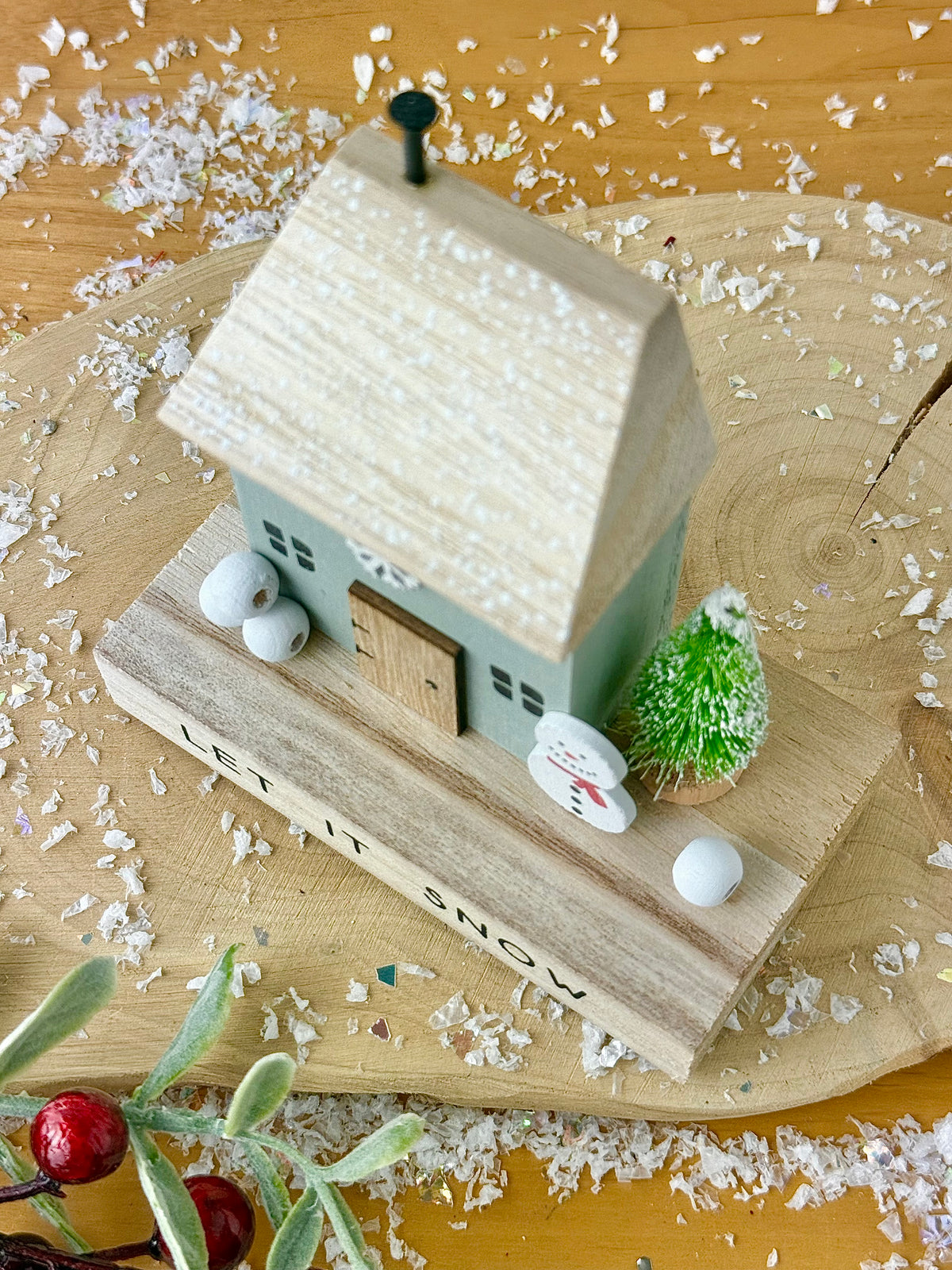 Wooden Let it Snow House
