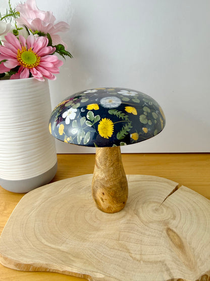 Wooden Mushroom - Floral - 2 sizes