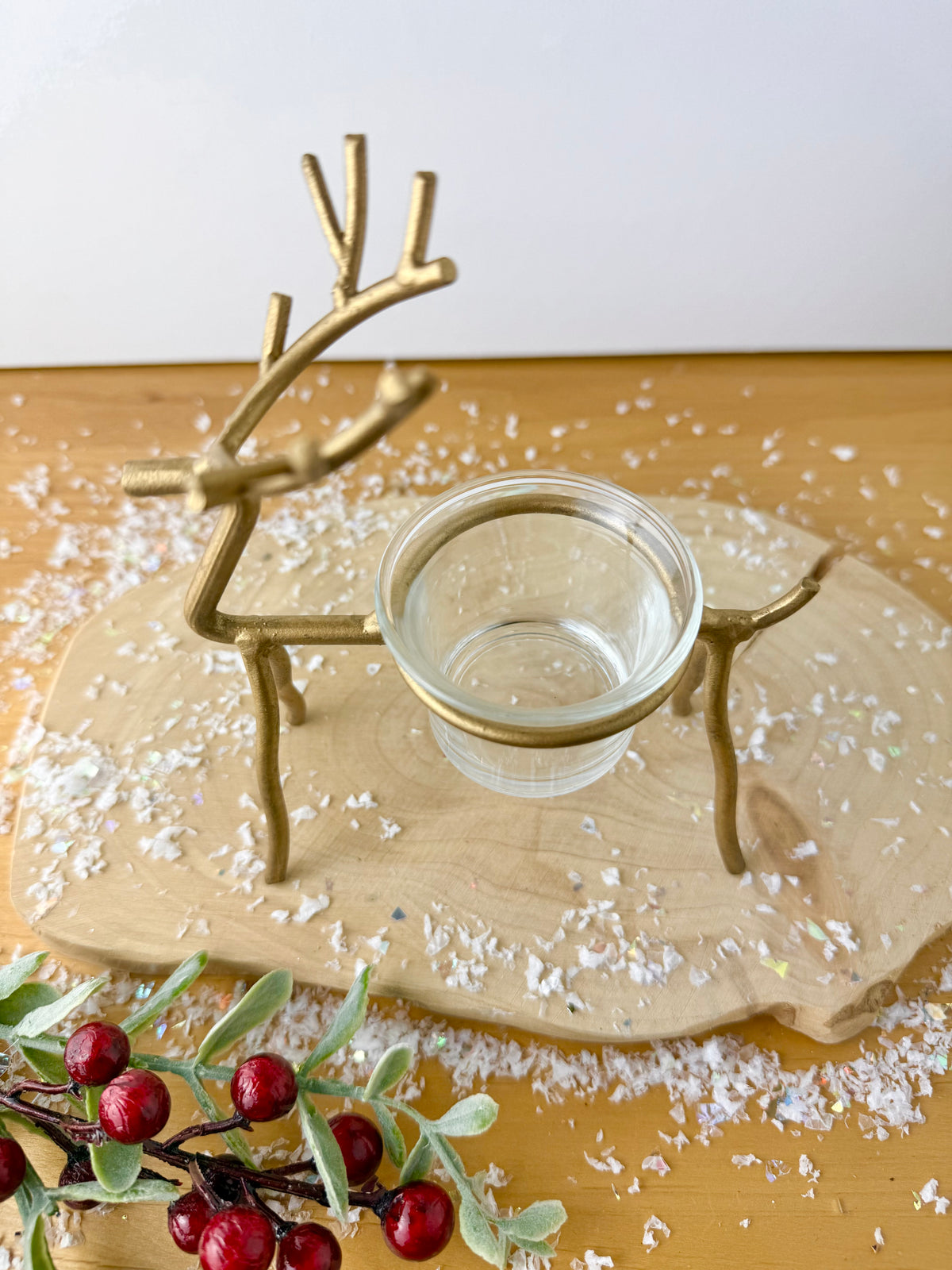 Gold Reindeer T-Light Holder