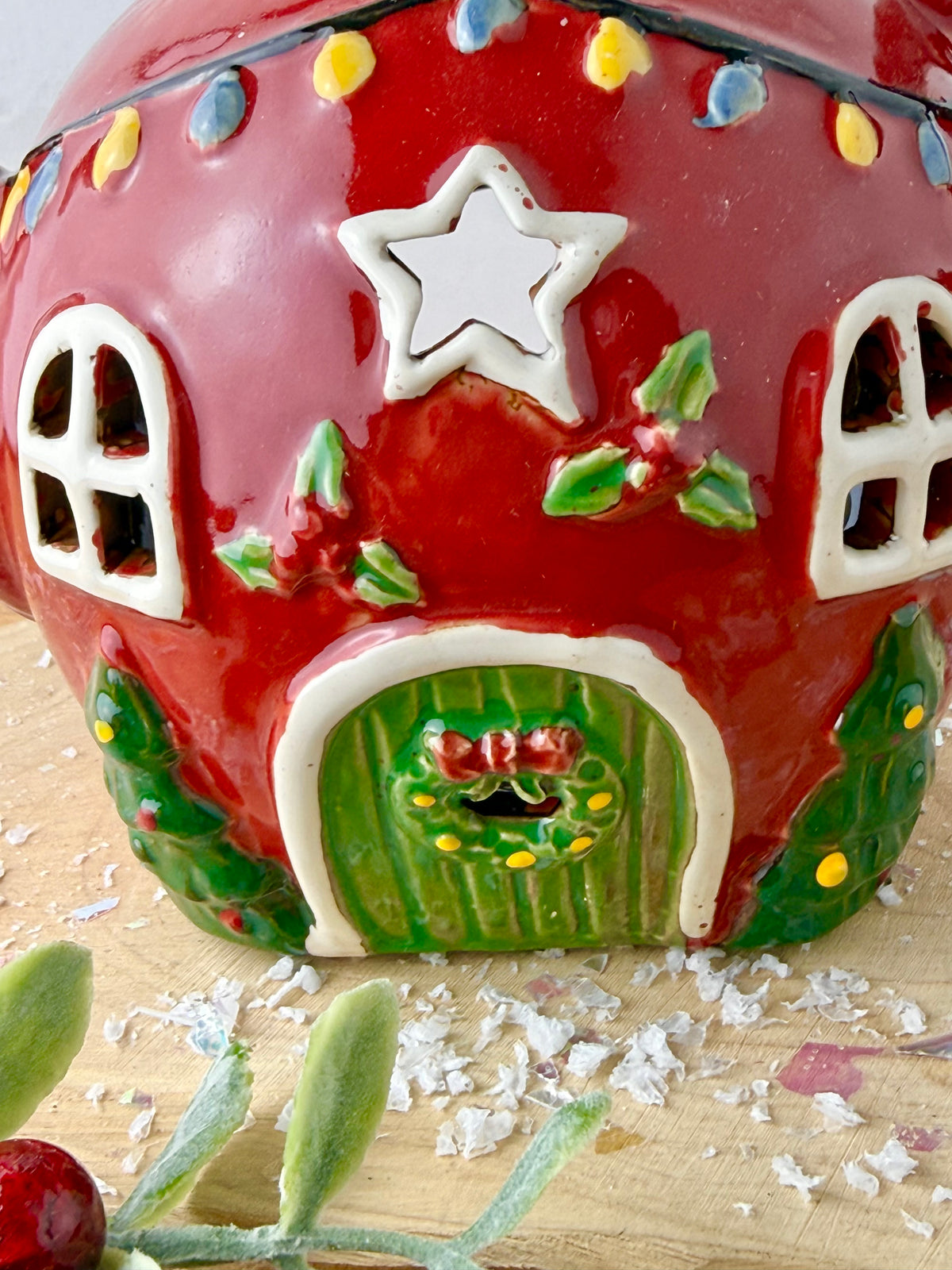 Village Pottery Christmas Teapot House