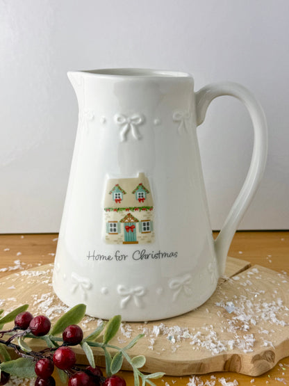 Holly Cottage Christmas Embossed Jug - Home for Christmas