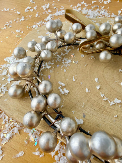 Champagne Berry Heart Wreath hanging decoration - 2 Sizes