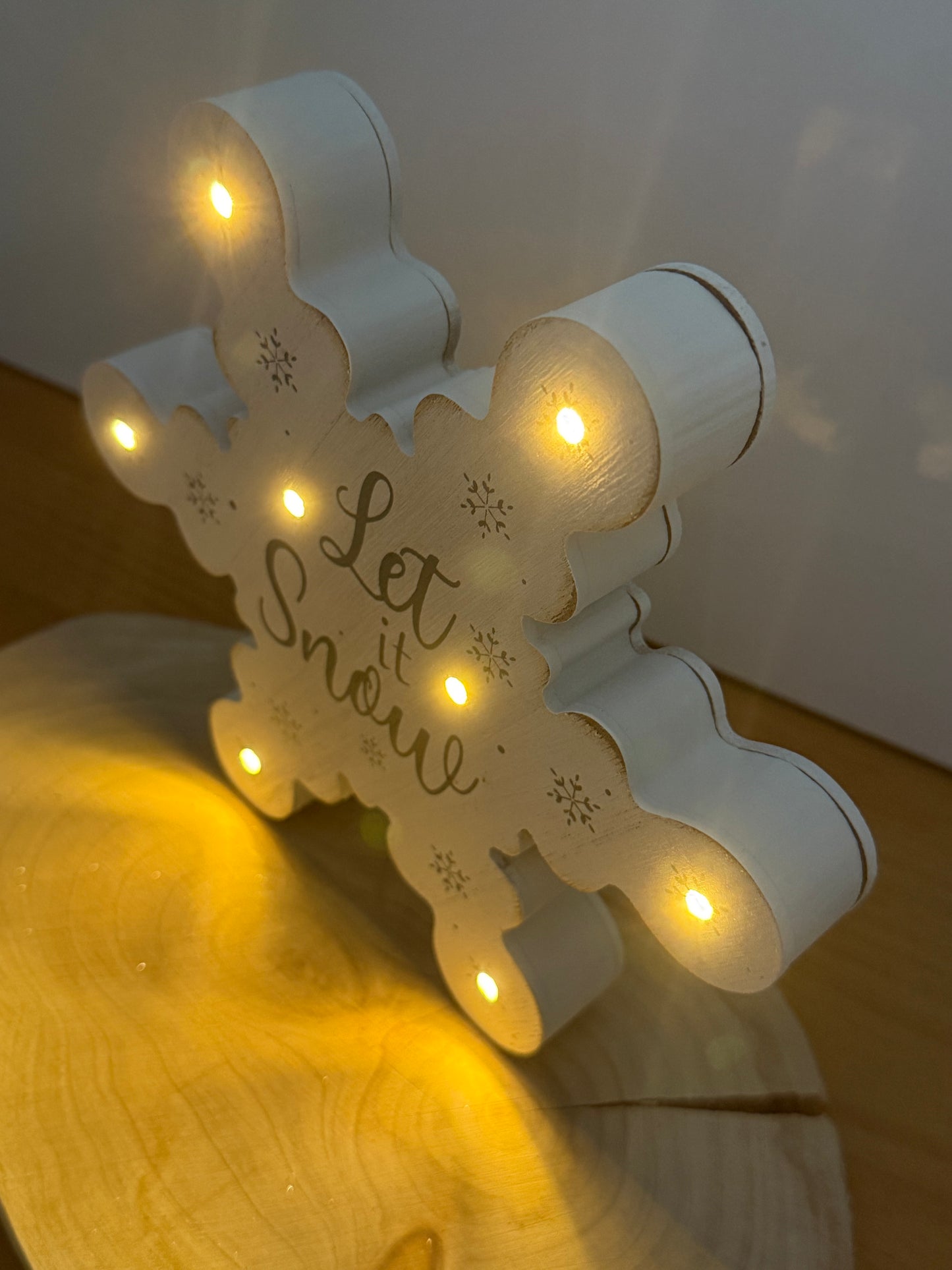 Wooden Snowflakes with LED Lights