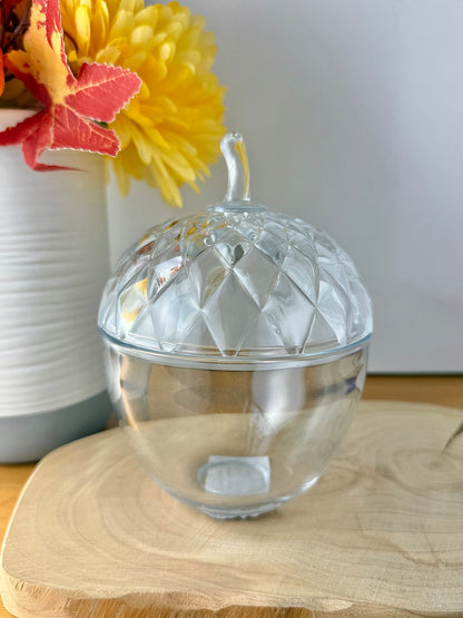 Autumnal Glass Acorn Jar with lid