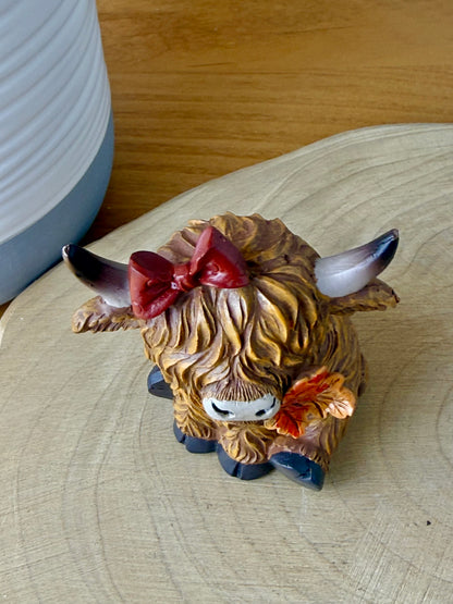 Highland Mini Cows - Pair of Autumn or Halloween Cows