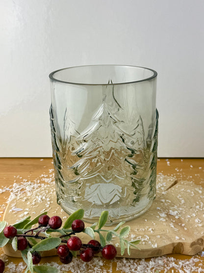 Christmas Smokey Glass Tree Candle Holder