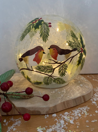 Christmas Crackle LED Robin Ball - 45% OFF