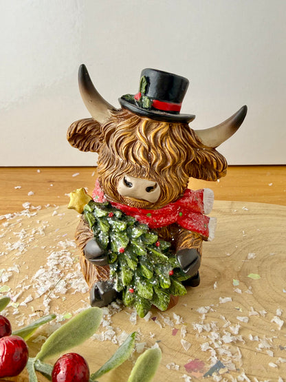 Highland Cows - Holding Christmas Tree or Present