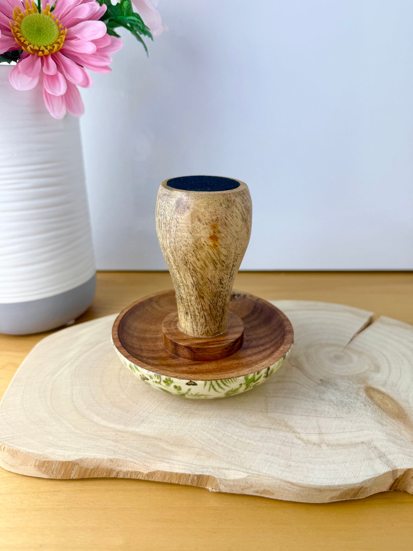 Wooden Mushroom - Green Ferns  - 2 sizes