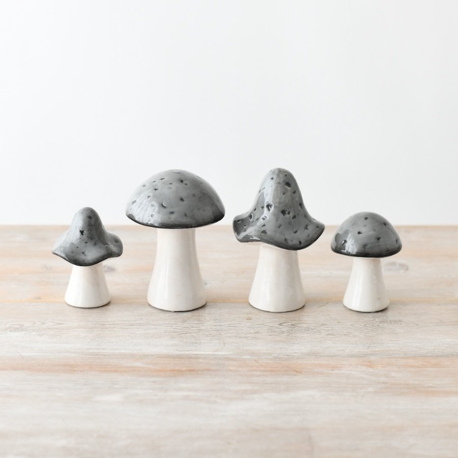 Grey Ceramic Glazed Mushroom