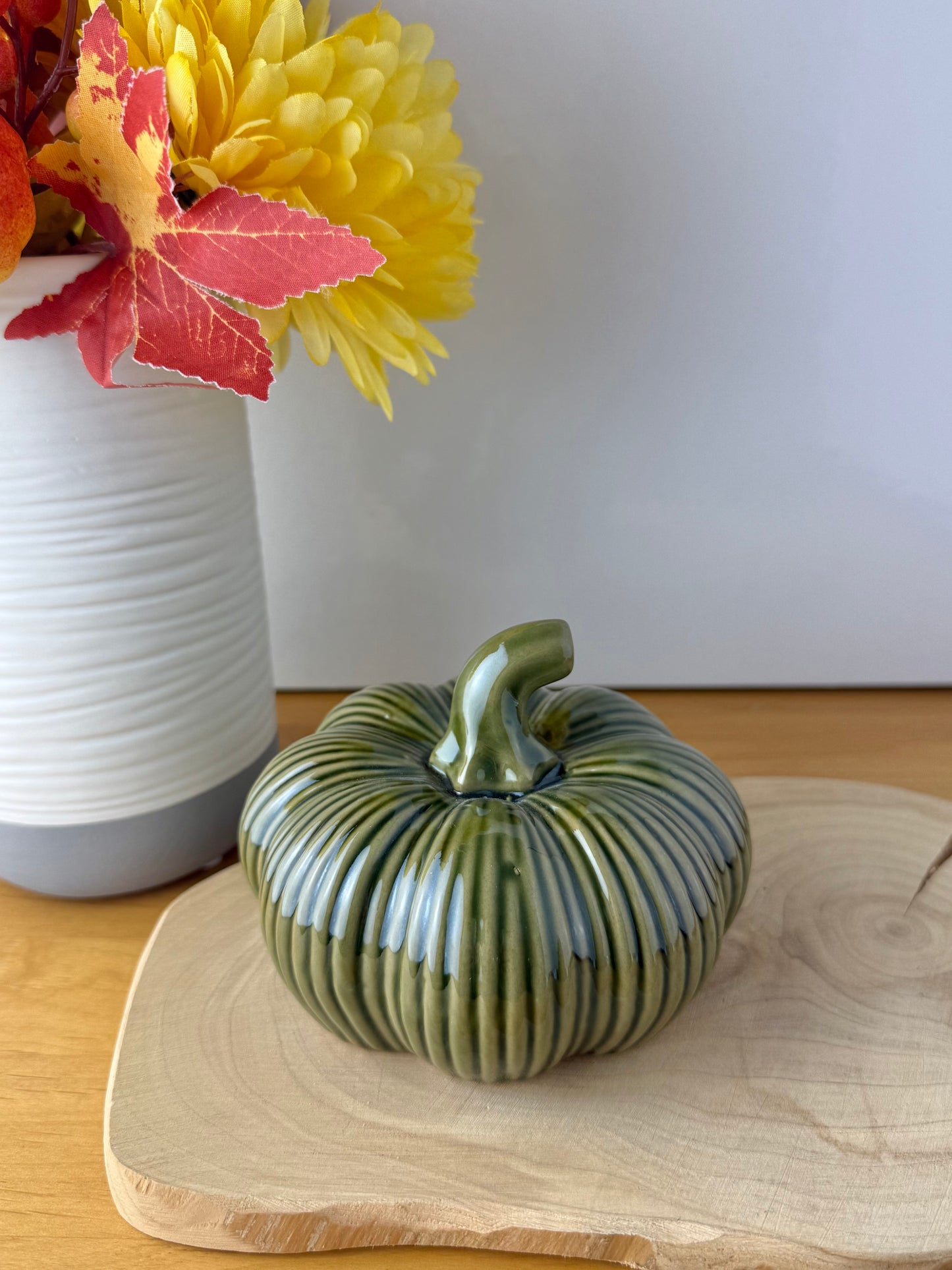 Green Glazed Ceramic Pumpkin - 2 sizes