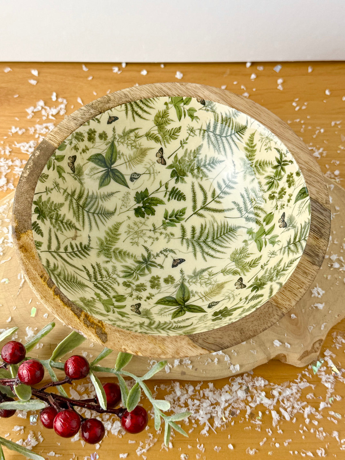 Wooden Fern Print Serving Bowl