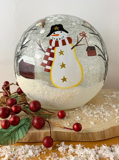 Christmas Crackle LED Snowman Ball