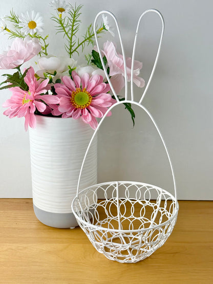 White wire rabbit baskets - 2 sizes