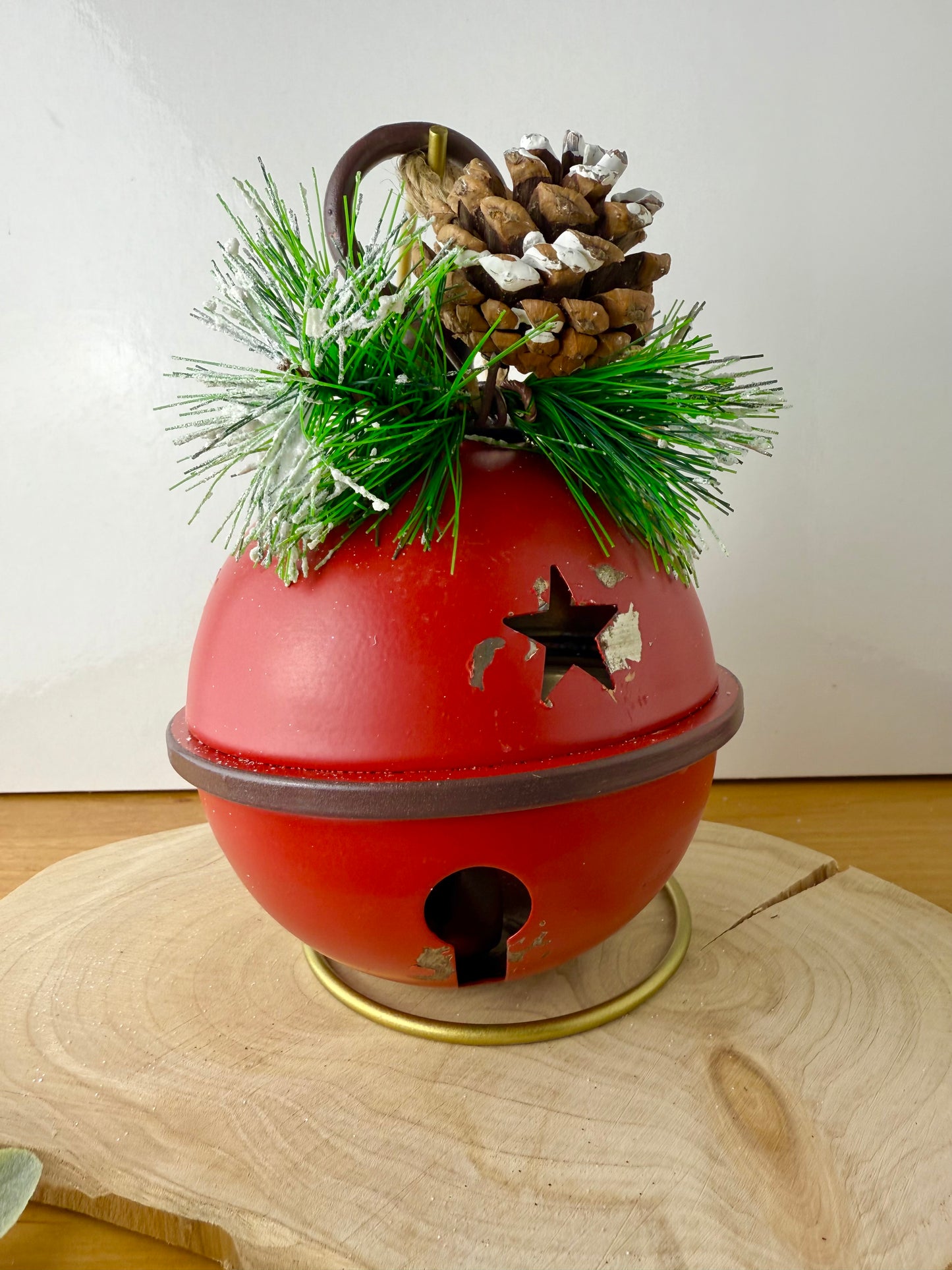 Rustic Metal Red Christmas Bell