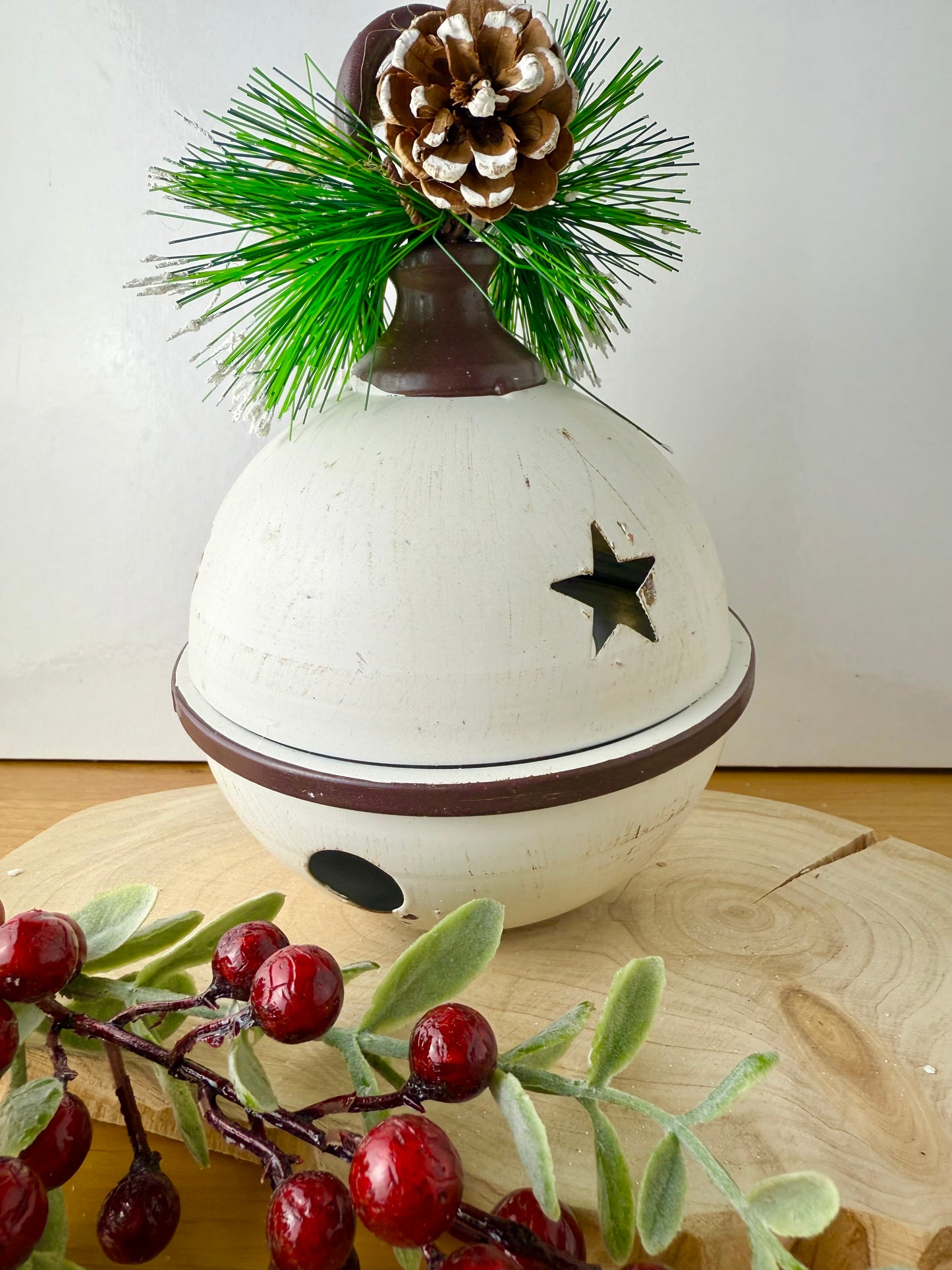 Rustic Metal White Christmas Bell