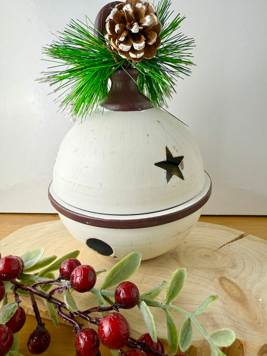 Rustic Metal White Christmas Bell
