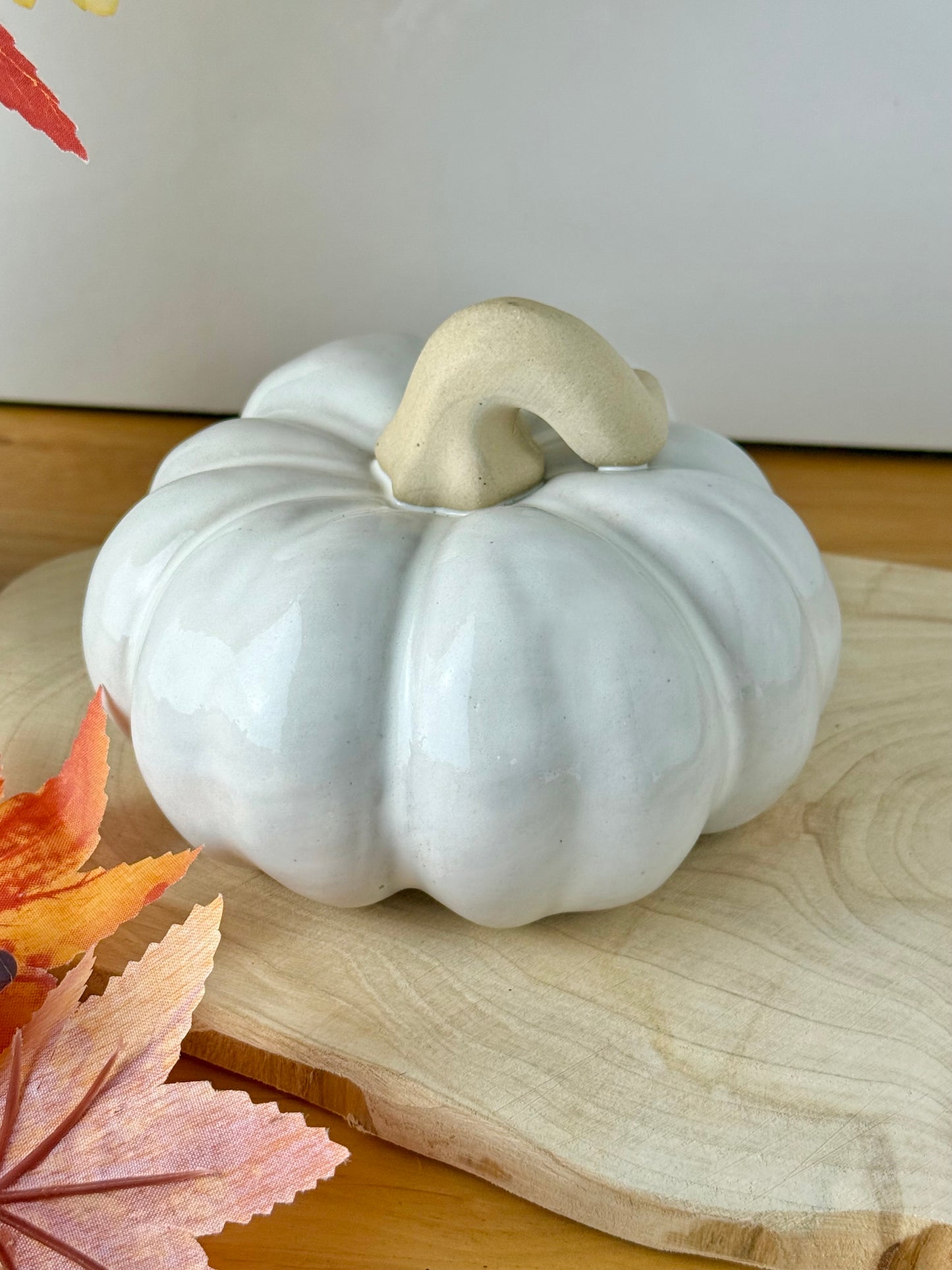 White ceramic glazed pumpkin - 2 sizes