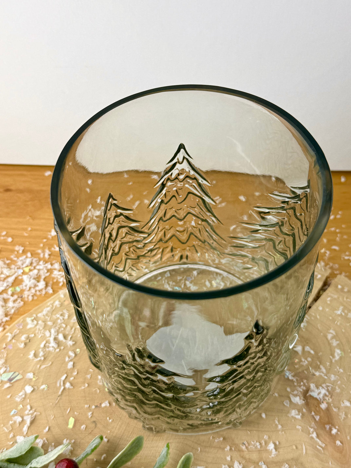 Christmas Smokey Glass Tree Candle Holder