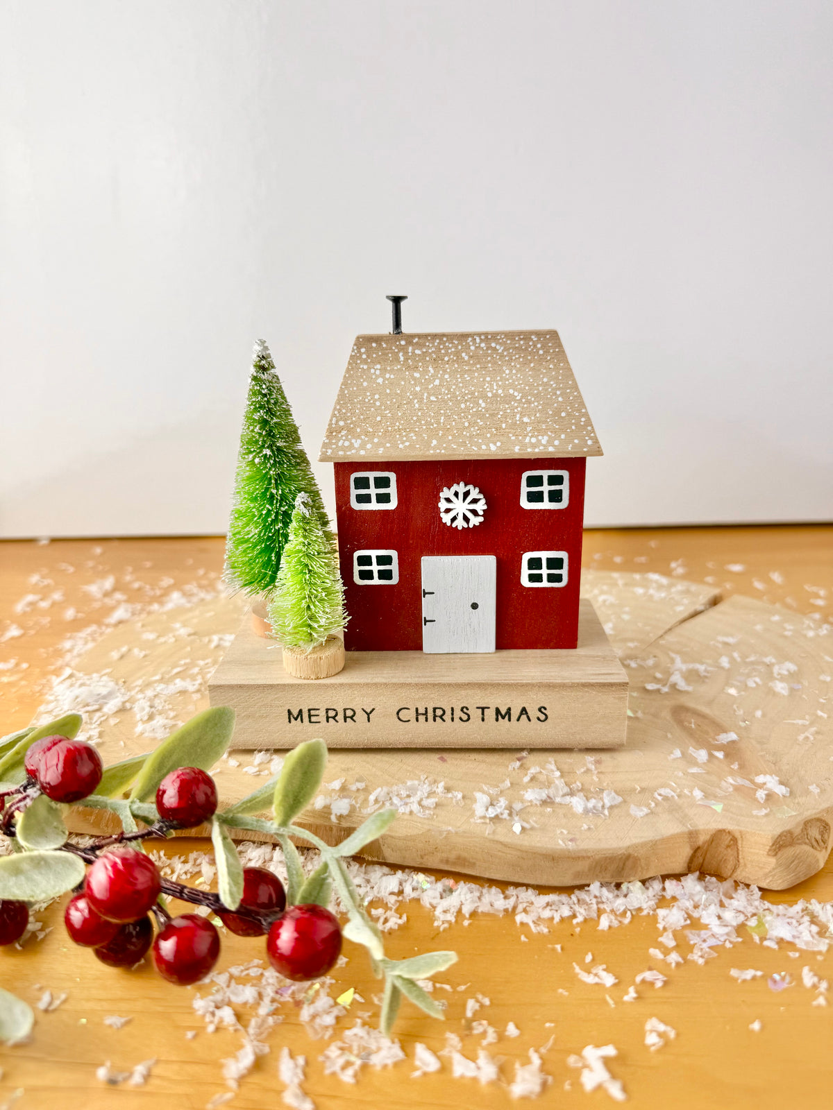 Wooden Merry Christmas House