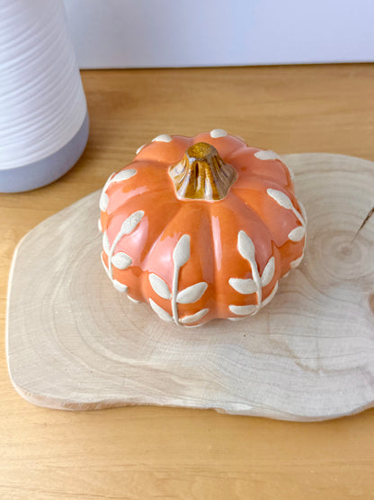 Orange & Beige ceramic pumpkin