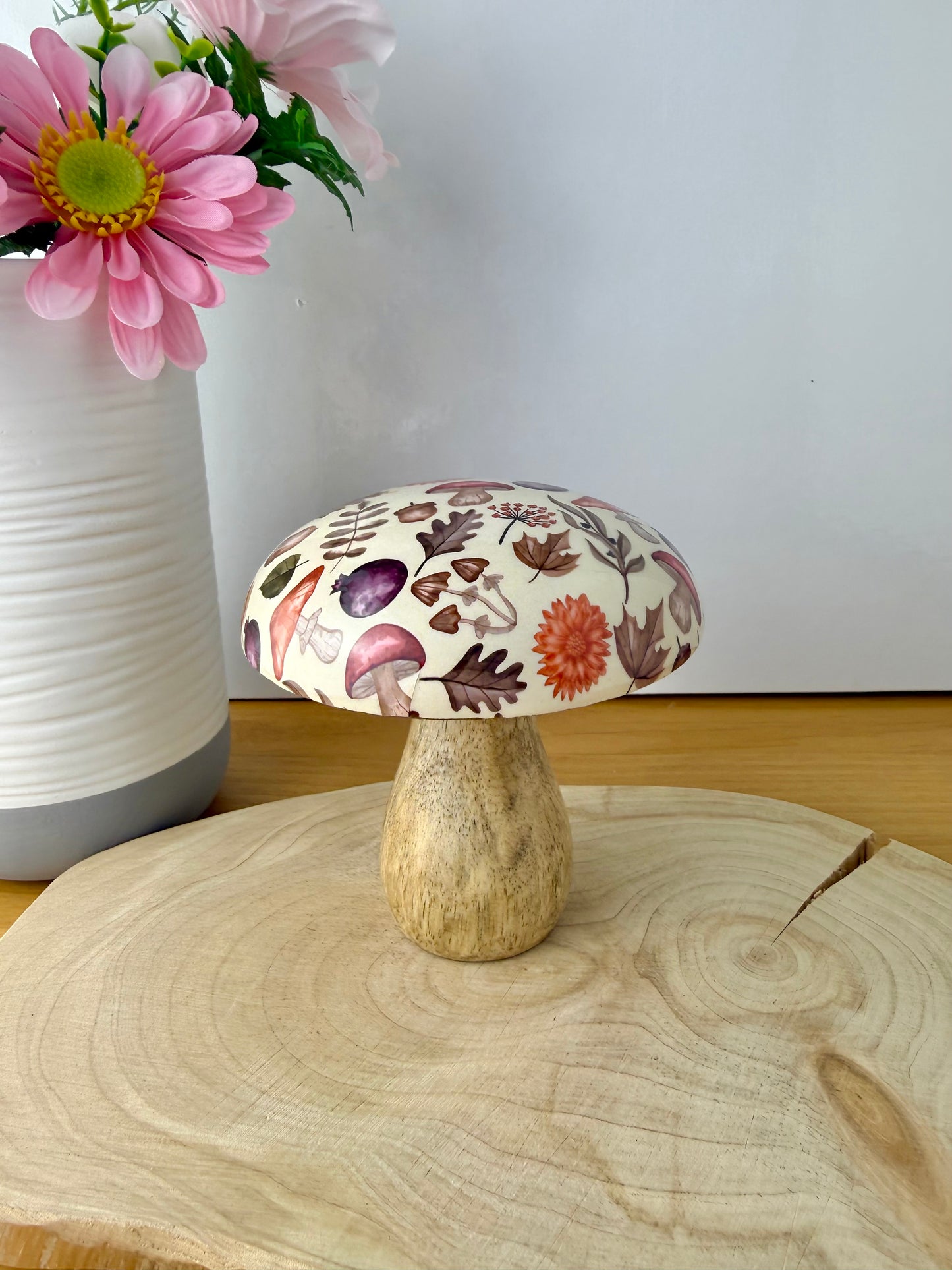 Wooden Mushroom - Autumnal  - 2 sizes