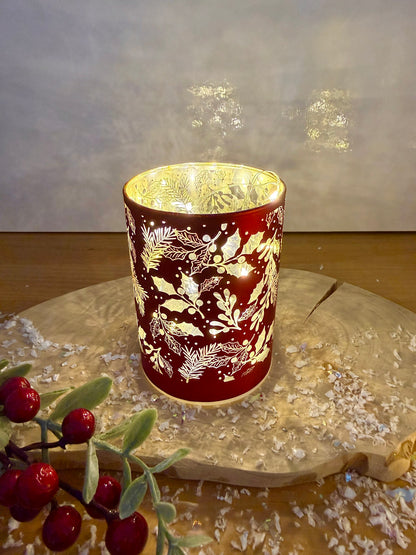 Glow Light Up Holly Lamp - Red & Gold, 2 sizes