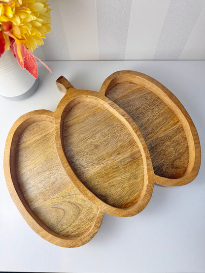Wooden Pumpkin Serving Tray