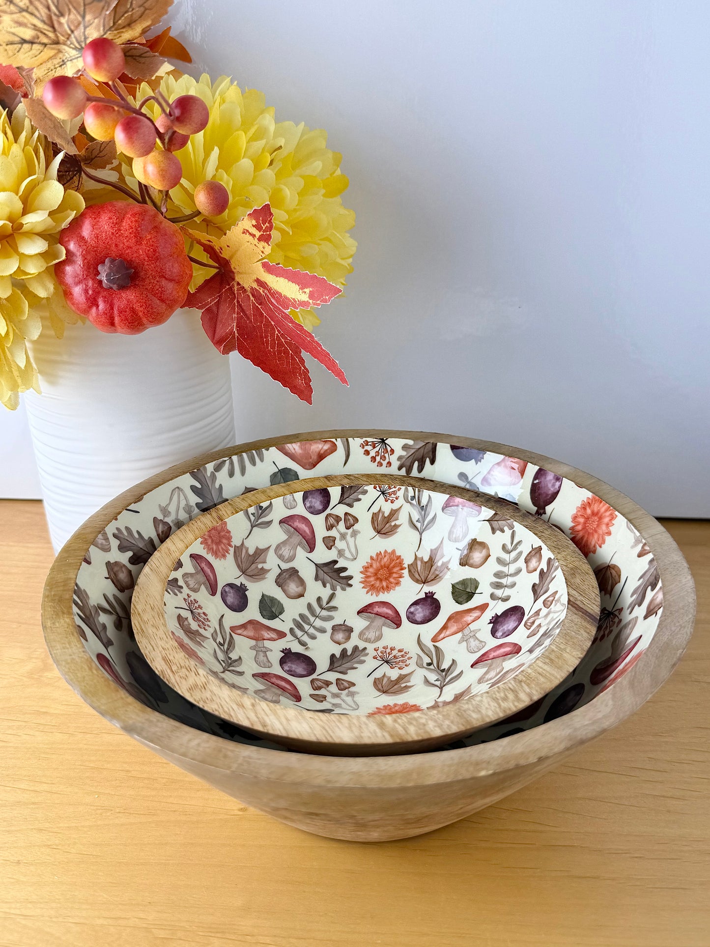Wooden Autumnal Serving Bowls