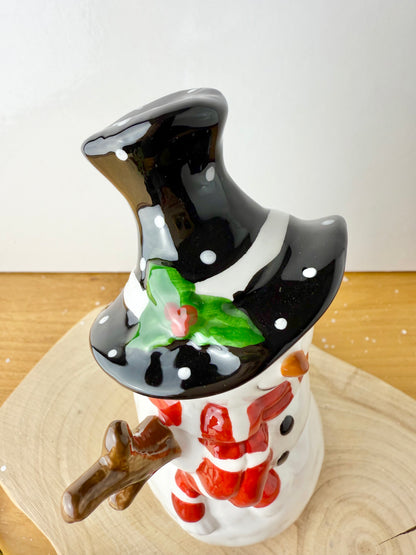 Jolly Ceramic Snowman with Black Polka dot hat - 3 sizes