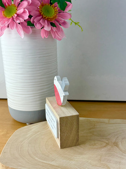 Robins appear wooden block sign