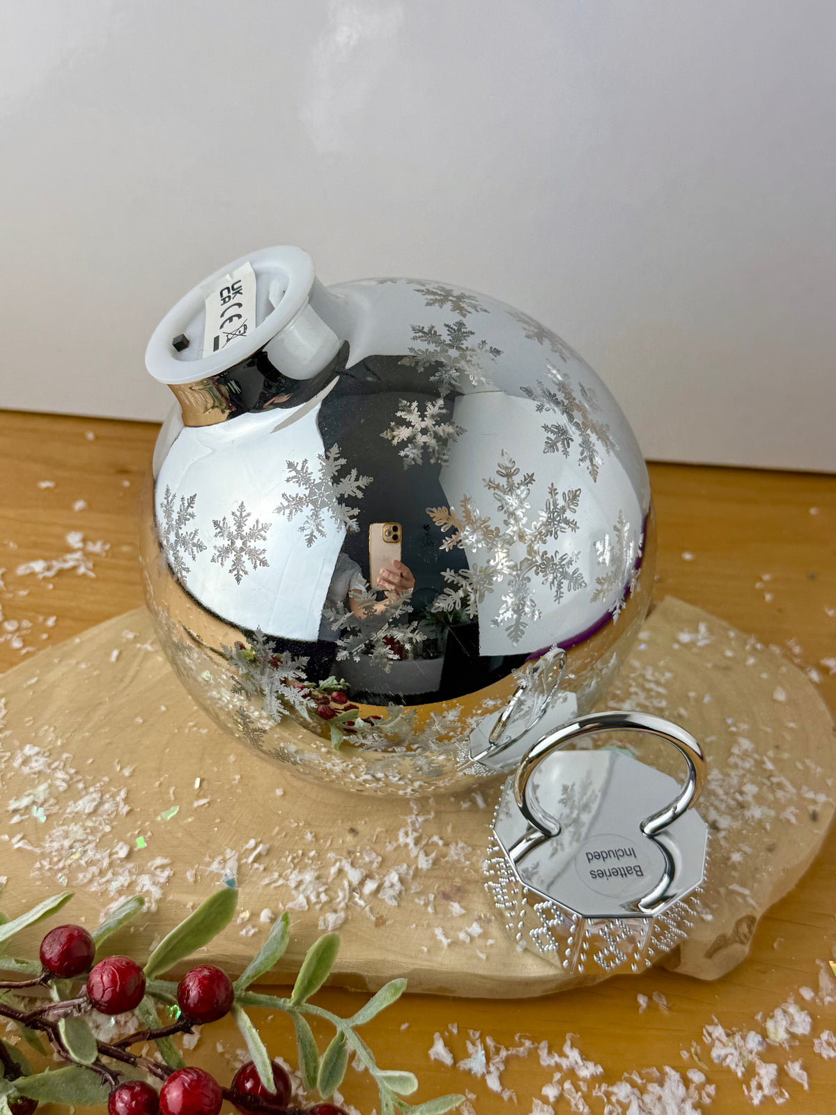 Christmas Light up Bauble - Silver