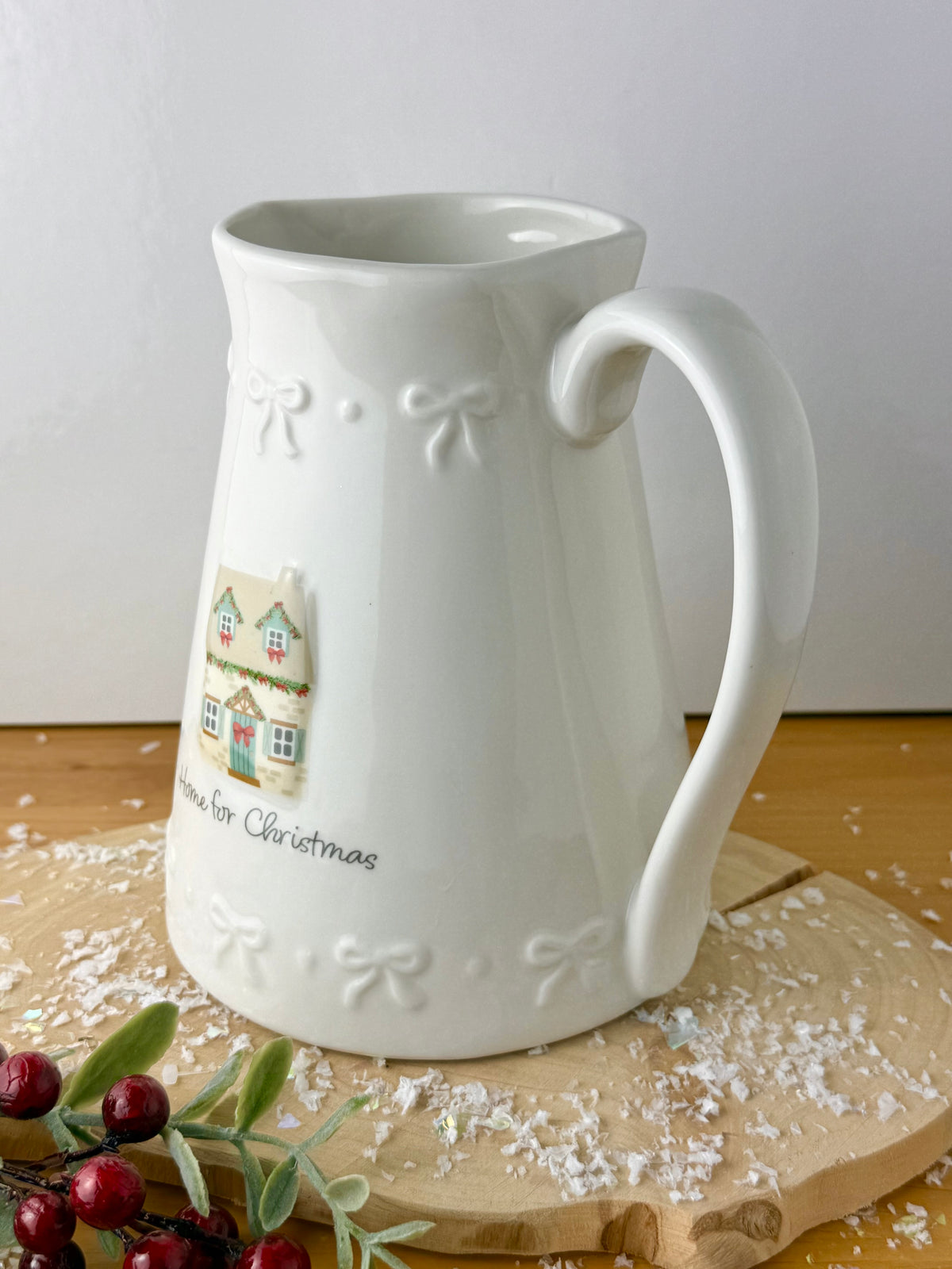 Holly Cottage Christmas Embossed Jug - Home for Christmas