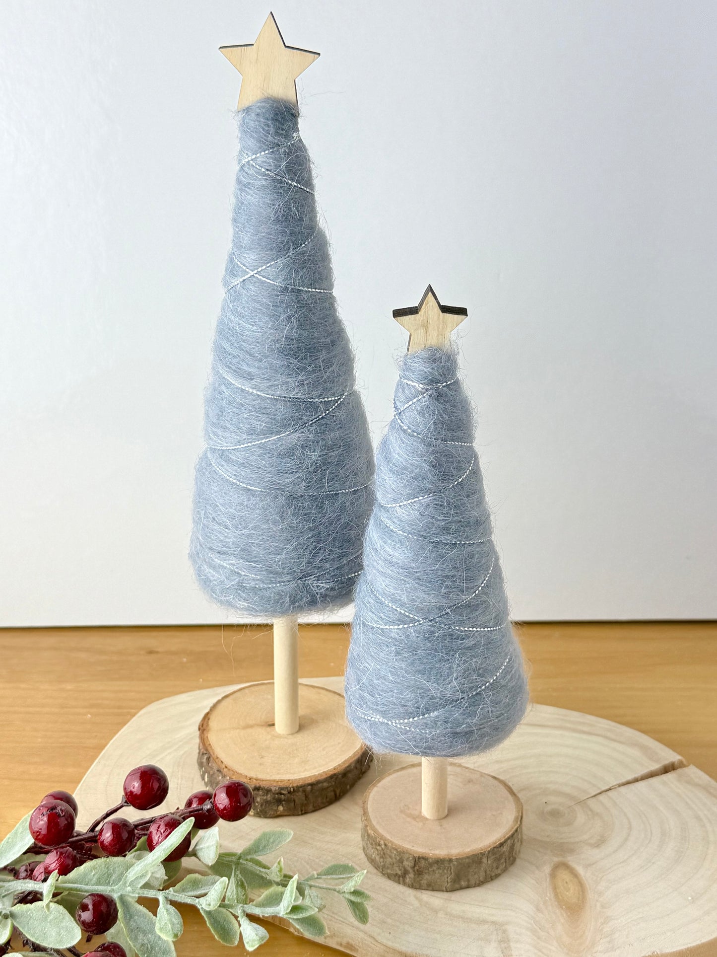 Felt Christmas Trees - Pair of Grey & Silver Trees
