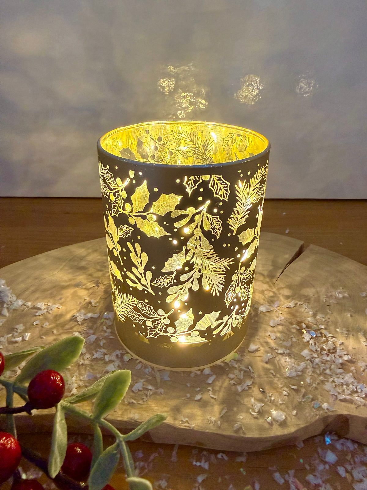 Glow Light Up Holly Lamp - Gold, 2 sizes