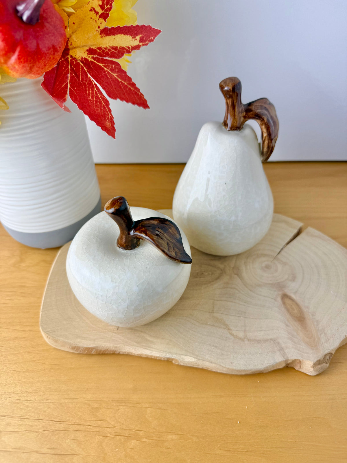 Ceramic Glazed Apple & Pear Ornaments